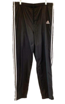 Adidas Track Pants Mens Size Small Black 3 White Stripes Ankle Zipped - $13.63