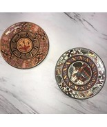 2 Handpainted Aztec Tribal Small Wooden Plates Art Decor - €17,04 EUR