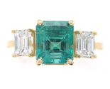 18k Yellow Gold GIA 2.86 Carat Emerald and 1.02 Carat Diamond Ring (#J6507) - £6,687.02 GBP