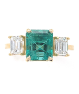 18k Yellow Gold GIA 2.86 Carat Emerald and 1.02 Carat Diamond Ring (#J6507) - £6,714.49 GBP