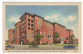 Union Johnston Hospital Nurses Home Baltimore Maryland 1938 linen postcard - £4.28 GBP