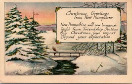 Christmas Greetings New Hampshire Friendship Message Written Antique Postcard - £5.99 GBP