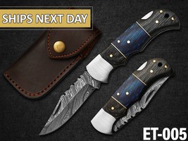 custom handmade folding knife Damascus steel  sharp blade gift for her EDC knife - £33.92 GBP