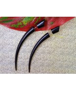 Fake Gauges Earrings Dragon Talons 3.75 Inches Black Horn Faux Gauges Sp... - £18.87 GBP