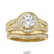 Women's Round Pave CZ Bridal Set Gold Color Size 9 Ring - £53.14 GBP