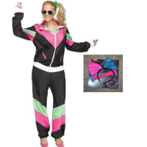 Womens 80&#39;s Track Suit Retro 7 Pc Accessory Set &amp; Halloween Costume-size... - £27.09 GBP