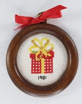 Vintage Handmade Cross Stitch Ornament 1981 Christmas Present Finished - £5.26 GBP