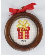 Vintage Handmade Cross Stitch Ornament 1981 Christmas Present Finished - £5.21 GBP