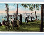 Bathing Beach Winona Beach Indiana IN WB Postcard L16 - $3.91