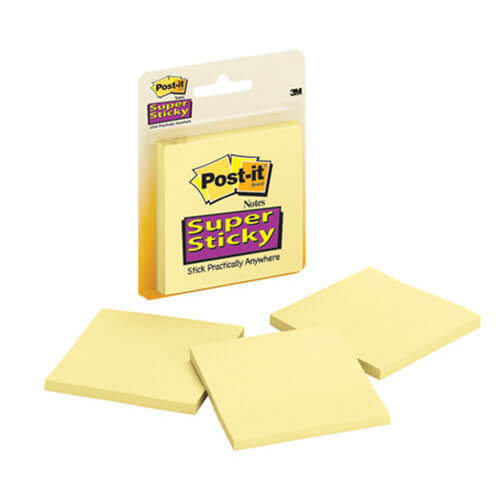 Post-it Super Sticky Notes 76x76mm (3 pads) - Canary Yellow - $17.30