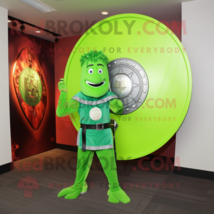 Lime Green Celtic Shield mascot costume character dressed with a Flare Jeans and - £946.61 GBP