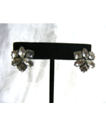 Vintage Sterling Silver Earrings Facet Cut Clear Rhinestones Screw Back ... - $34.64