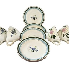 4 TEACUP &amp; Saucer Sets Hand-Painted Flowers Country Garden STANGL VTG 60s Era - £26.78 GBP