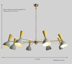 Mid Century Stilnovo Style 8 Arms 16 Lights Modern Brass Sputnik Chandelier - £491.91 GBP