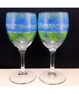 Luminarc Summer Leaves Wine Glasses Set of 2 Clear w Blue and Green 8 oz - $17.50
