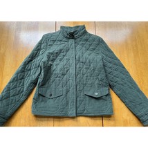 Eddie Bauer Army Green Corduroy Quilted Zip Sport Jacket Pocket, Size L - £29.14 GBP