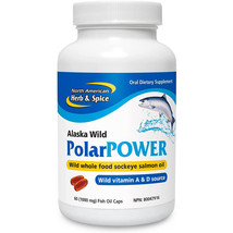 North American Herb &amp; Spice Polar Power Wild Salmon Oil, 60 Fish Gelatin Caps - £23.77 GBP