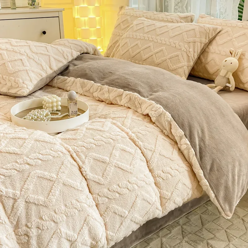 Taffel Velvet Duvet Cover for Winter Super Warm Soft Solid Color Comforter Cover - £40.99 GBP+