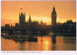 Postcard Evening View Of The Houses Of Parliament London UK - £2.28 GBP