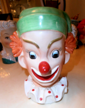 Vintage Napcoware C3321 Ceramic 6&quot; Happy Clown Head vase Planter Japan - £17.51 GBP