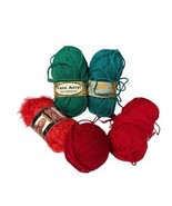 Skeins Vintage LOT Of YARN Teal Green Polyacryl + Bernat Eye Lash Lipsti... - $14.84