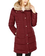 Michael Kors Down Coat Puffer Hooded with faux fur trim RED SZ S NEW - £223.25 GBP