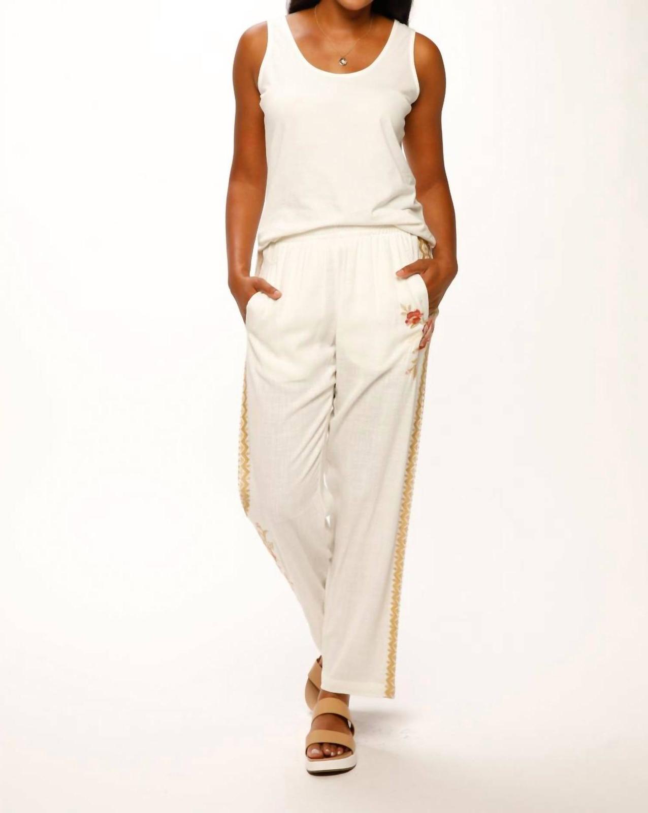 Paparazzi Linen Blend Embroidered Wide Leg Pant Size XL - $51.48