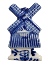 Dutch Holland Blue Windmill Painted Brooch Pin 1.75&quot; Long Unbranded - $15.88