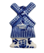 Dutch Holland Blue Windmill Painted Brooch Pin 1.75&quot; Long Unbranded - £13.10 GBP