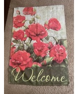  Welcome Flag with Floral Design on both Sides  26.5&quot;W x 38.5&quot;L - £9.75 GBP