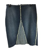 Vintage Denim Skirt Y2K Gasoline Color Block Raw Hem Jean Midi Size 9 mo... - £19.31 GBP