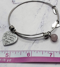 Silver Tone Sisters Theme Loop Charm Bangle Bracelet  - £9.48 GBP