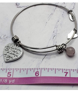 Silver Tone Sisters Theme Loop Charm Bangle Bracelet  - £9.31 GBP