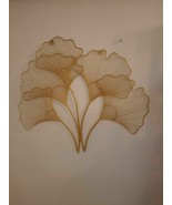 Metallo Oro Foglie di Ginko Arpa Wall Art Home Decor Murale Appeso Regal... - £96.08 GBP