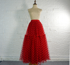 RED Polka Dot Tulle Skirt Outfit Women Custom Plus Size Holiday Tulle Skirt image 4