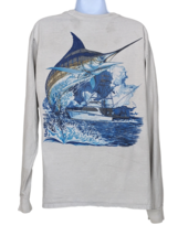 Guy Harvey Men&#39;s Size M Long Sleeve Graphic Shirt Marlin *Light Stains* - £11.68 GBP