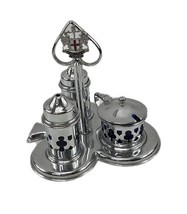 Vintage Souvenir Domine Dirige Nos Condiment Set on Tray Cobalt Blue Lin... - $365.69 MXN