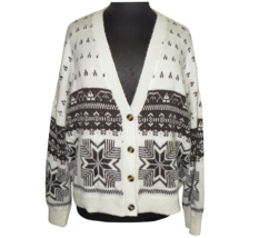 Lane Bryant Cream Brown Fair Isle Button Up Sweater Cardigan Plus Size 2... - $16.99