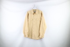 Vintage 90s LL Bean Mens Medium Faded Stonewashed Collared Button Shirt Yellow - £31.61 GBP