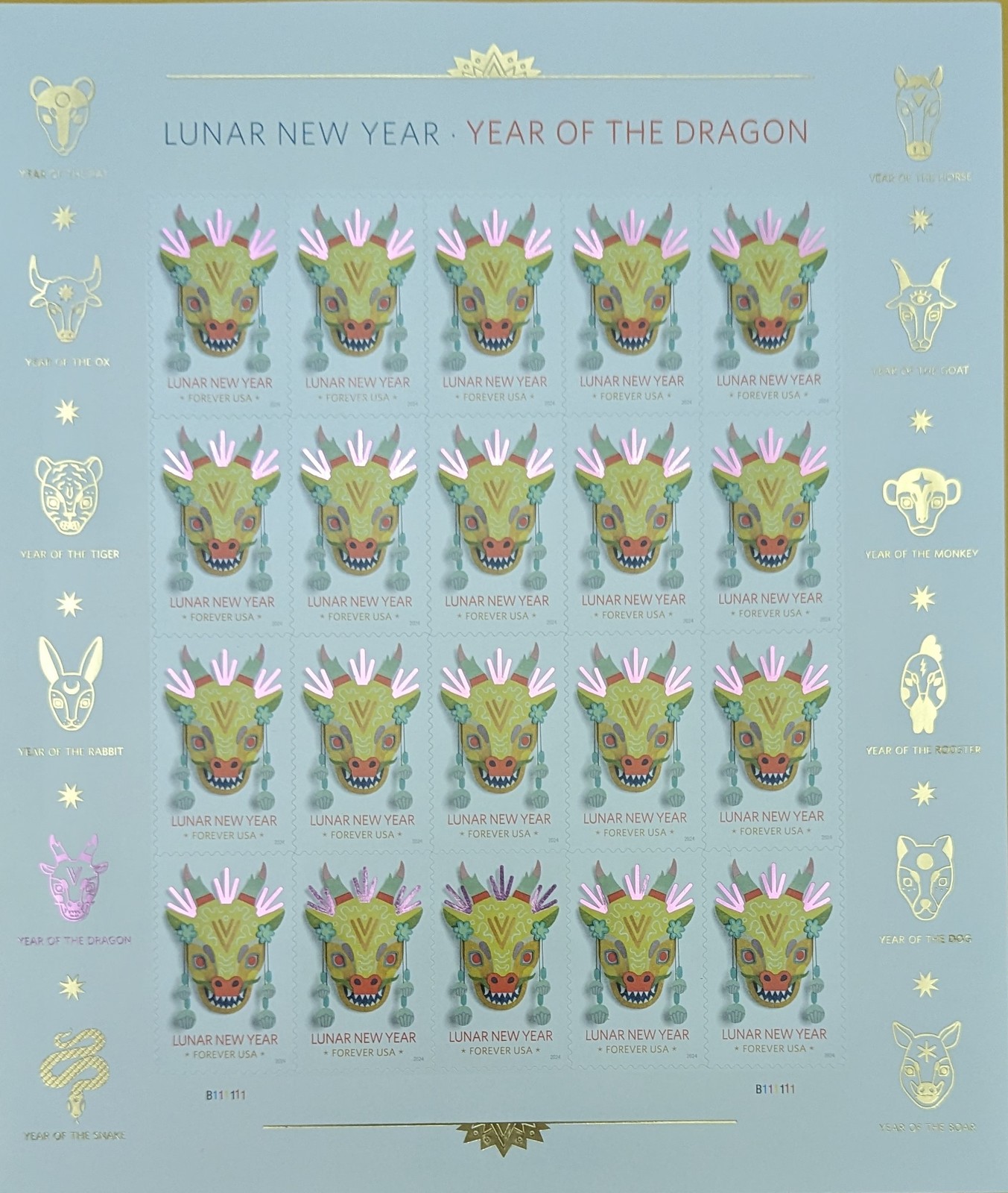 Primary image for Lunar New Year of the Dragon 20 (USPS) MINT SHEET FOREVER STAMPS