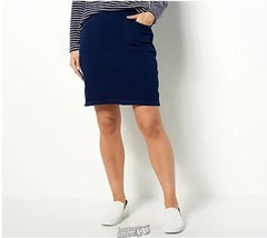 Quacker Factory Skirt Skort XXS Regular Summer Fun Dark Indigo Blue A288127 - £12.65 GBP