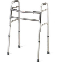 Heavy-Duty Two-Button Folding Walker 500lbs Bariatric Home Care Medical Walking - £74.90 GBP