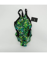 Nike Girls Green Silver 1 Piece Swimsuit Size 5 (20 ) NWT $71 - £10.12 GBP