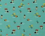 Cotton Forest Fields Mushrooms Snails Dark Mint Fabric Print by Yard D77... - £11.12 GBP