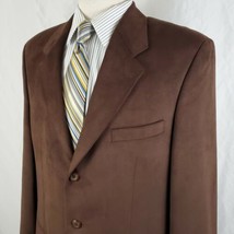 Chaps RL Faux Suede Sport Coat Jacket 42 L Three Button Brown Microfiber... - $27.99