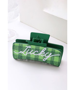 Dark Green St. Patricks Plaid Lucky Pattern Claw Clip - $4.15