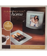Sarah Peyton Home Solid Glass Photo Coasters With Wood Holder - 4 Coasters - $468.81 MXN
