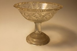 Vintage Medium Glass Candy Dish Compote Stemmed Open Diamond Medallion D... - £15.78 GBP