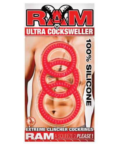 RAM COCKSWELLER PENIS RINGS SILICONE COCK RING 3 PACK RED - $15.67