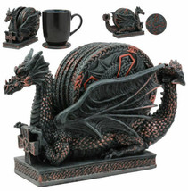 Ebros Voyage Of The Rune Celtic Dragon Coaster Set Figurine W/ 5 Round Coasters - £38.36 GBP